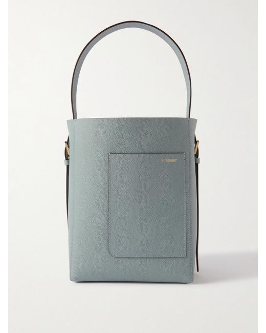 Valextra Gray Small Textured-Leather Bucket Bag