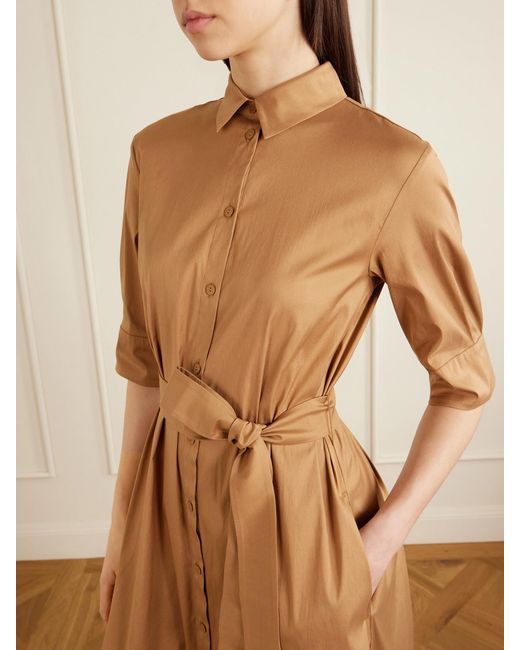 Max Mara Natural Beachwear Cotton-Blend Poplin Midi Dress