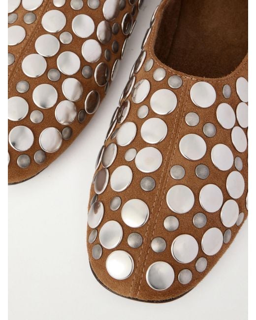 Khaite Natural Jane Studded Suede Flats