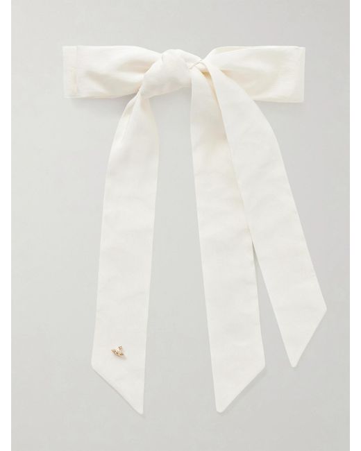 Vivienne Westwood White Julia Bow-Detailed Embellished Twill Hair Clip