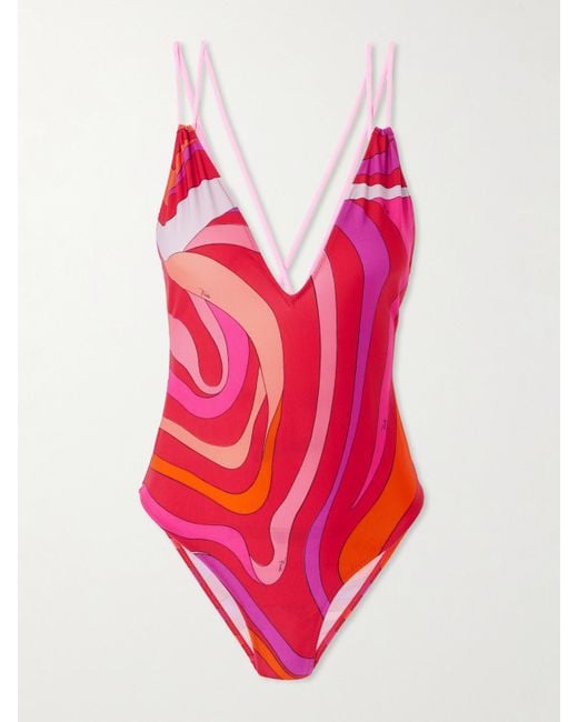 Emilio Pucci Pink Marmo Printed Swimsuit