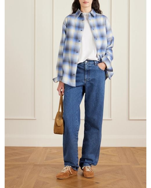 Matteau Blue Mid-Rise Straight-Leg Jeans