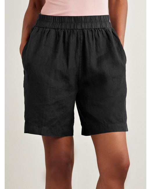 James Perse Black Linen-Canvas Shorts