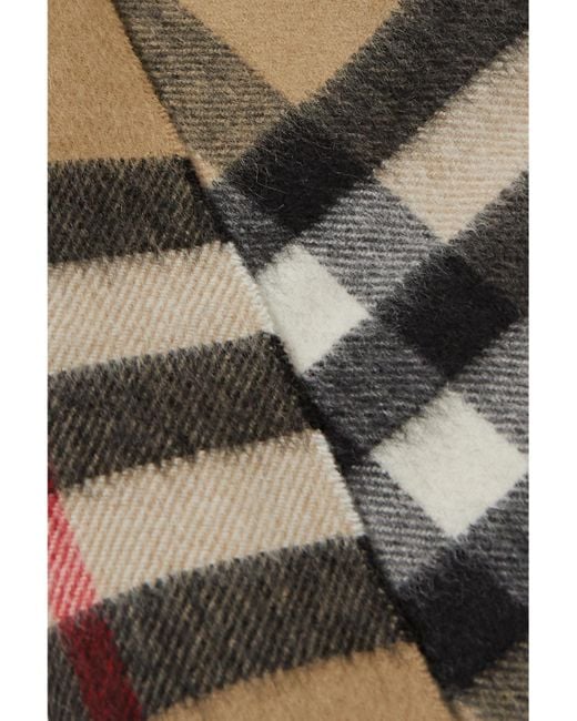 Burberry Brown Net Sustain Fringed Checked Cashmere Scarf