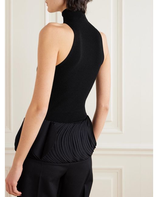 Alaïa Black Ribbed-Knit Turtleneck Bodysuit