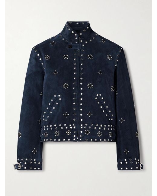 Bode Blue Howard Embellished Suede Jacket