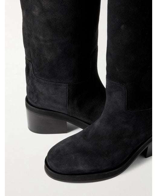 Jimmy Choo Black Yasmin 70 Kniehohe Stiefel Aus Veloursleder