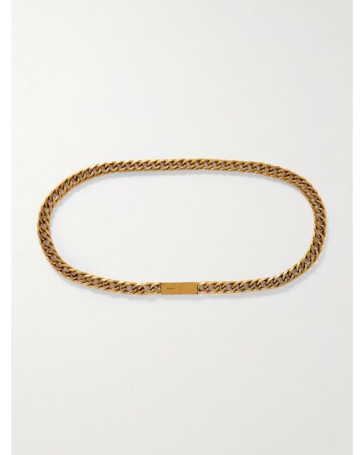 Saint Laurent White Burnished-Tone Belt