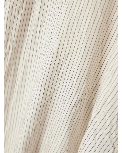 St. Agni White Crinkled Pinstriped Woven Halterneck Tank