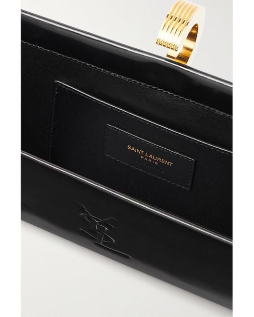 Saint Laurent Black Daria Patent-Leather Clutch