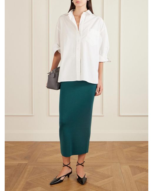 High Sport Green Cassidy Wool Midi Skirt