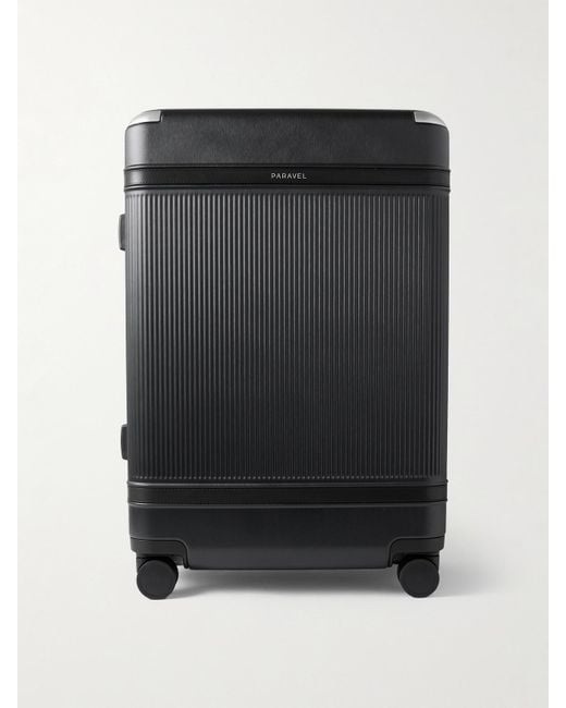 Paravel Black Aviator Grand Vegan Leather-Trimmed Recycled-Hardshell Suitcase