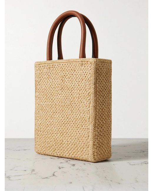 Loewe Leather-Trimmed Raffia Tote in Natural | Lyst