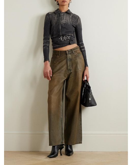 Y. Project Black Cutout Bleached Denim Wrap Jacket