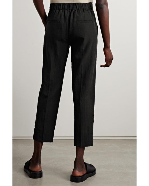 Vince Black Cropped Tencel Lyocell-Blend Straight-Leg Pants
