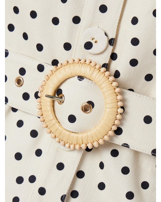 Cara Cara White Parker Neckholder-Minikleid Aus Denim Mit Punkten Und Gürtel