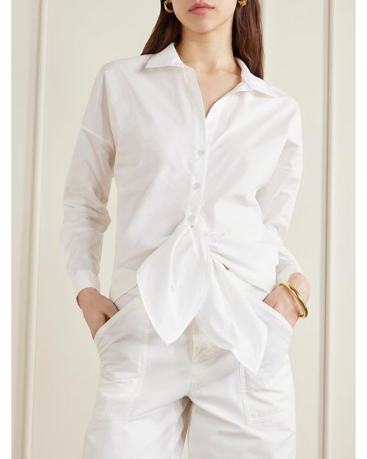 ANDRES OTALORA White Luz Envolvente Knotted Cotton Shirt
