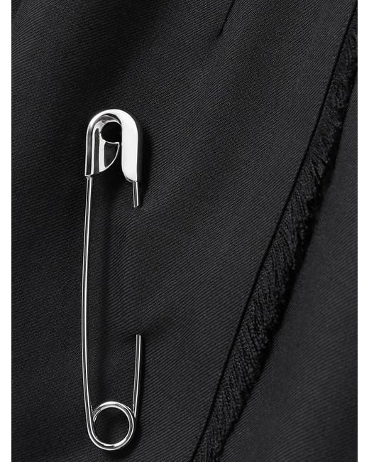 Balenciaga Black Layered Frayed Embellished Cotton-Jersey And Wool-Blend Twill Mini Dress