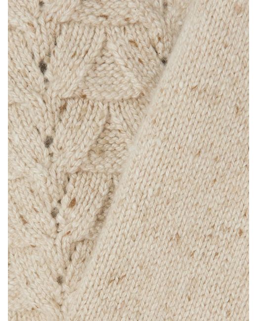 Loro Piana Natural Cable-Knit Baby Cashmere Half-Zip Sweater