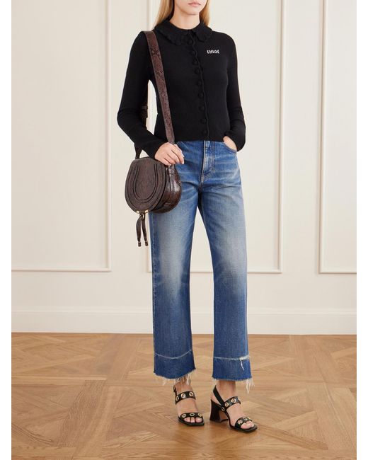 Chloé Brown Marcie Snake-Effect Leather Shoulder Bag