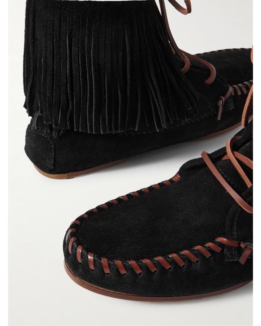 Paris Texas Black Indiana Fringed Suede Ankle Boots