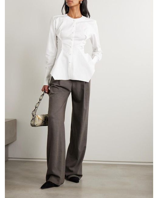 LIBEROWE Gray Annie Pleated Twill Wide-Leg Pants