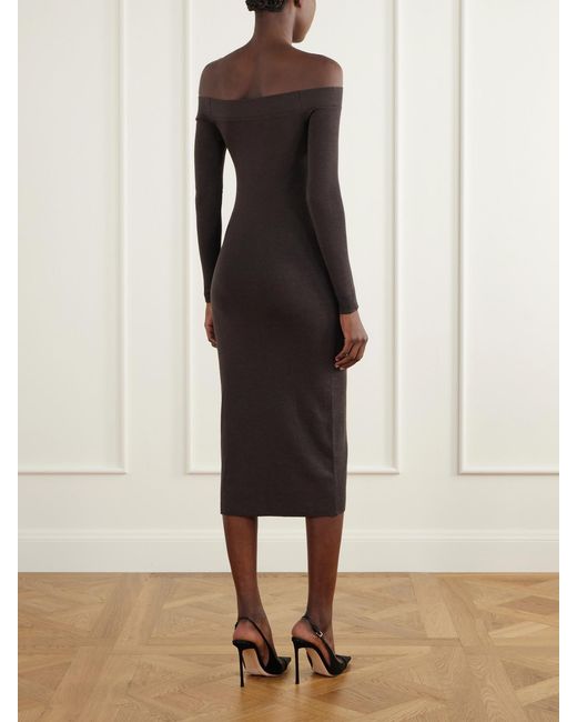 Tom Ford Black Wool And Silk-Blend Midi Dress