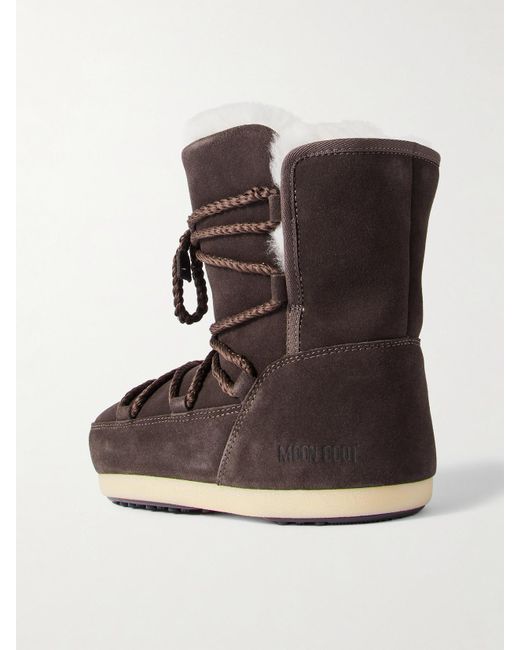 Moon Boot Black Evx Shearling-Lined Suede Snow Boots