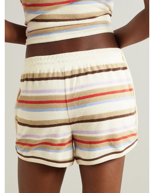 Veronica Beard Natural Mulberry Striped Cotton-Blend Terry Shorts