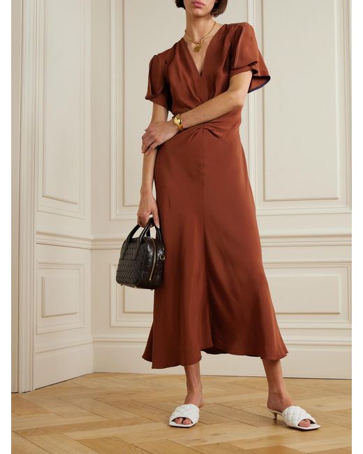 Victoria Beckham Gathered Jersey Midi Dress