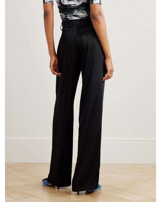 Stella McCartney Black Satin Wide-Leg Pants