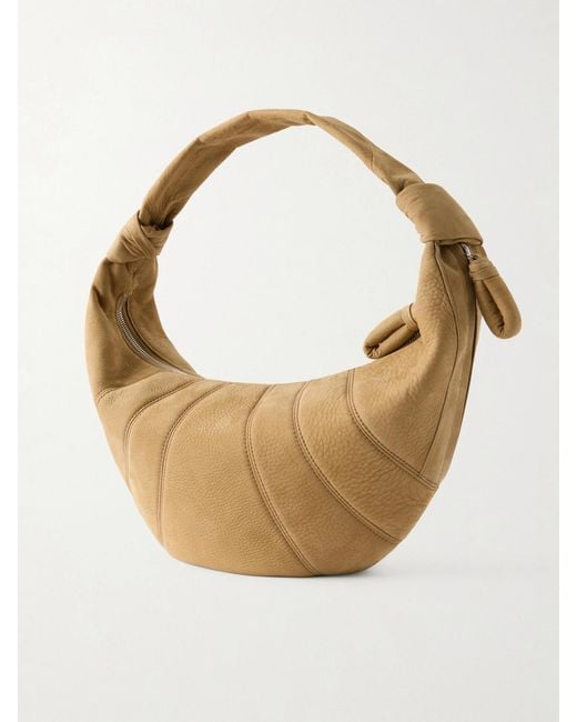 Lemaire White Fortune Croissant Paneled Nubuck Shoulder Bag