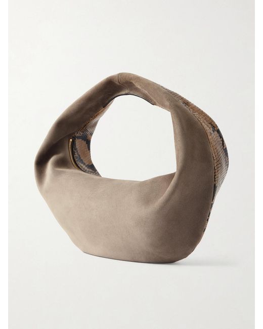 Khaite Metallic Olivia Medium Snake-Effect Leather And Suede Bag