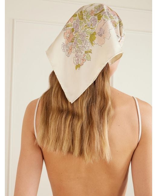 Calvin Klein Natural Lorelai Floral-Print Silk-Twill Scarf