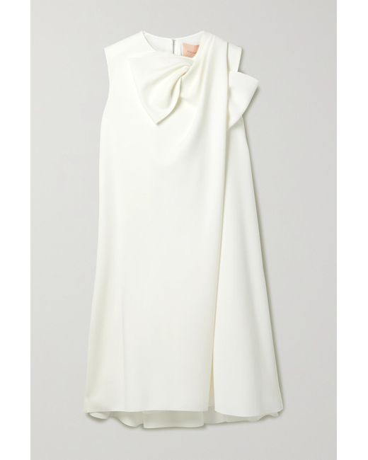 ROKSANDA Selena Bow-embellished Crepe Mini Dress in Ivory (White) - Lyst