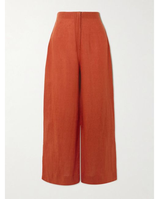 ANDRES OTALORA Orange Poesia Wide-Leg Linen Pants