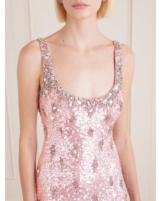 Jenny Packham Pink Eza Embellished Mesh Gown