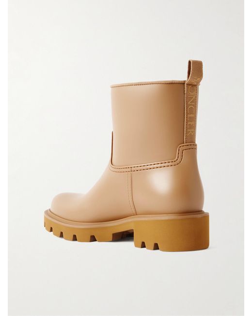 Moncler Natural Kickstream Leather And Shell Ankle Boots