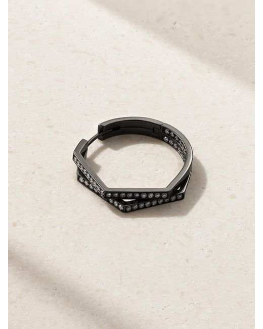 Repossi Natural Antifer Medium 18-Karat Blackened Diamond Single Hoop Earring