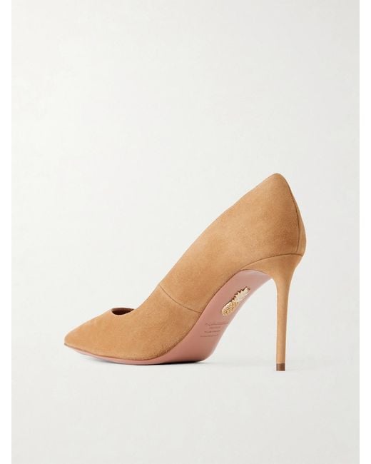 Aquazzura White Purist 85 Suede Pumps