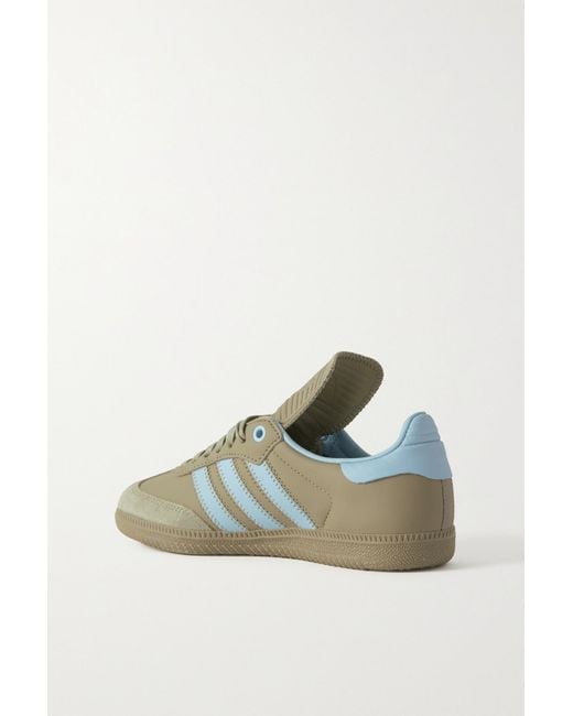 adidas Originals Humanrace Samba Suede trimmed Leather Sneakers in