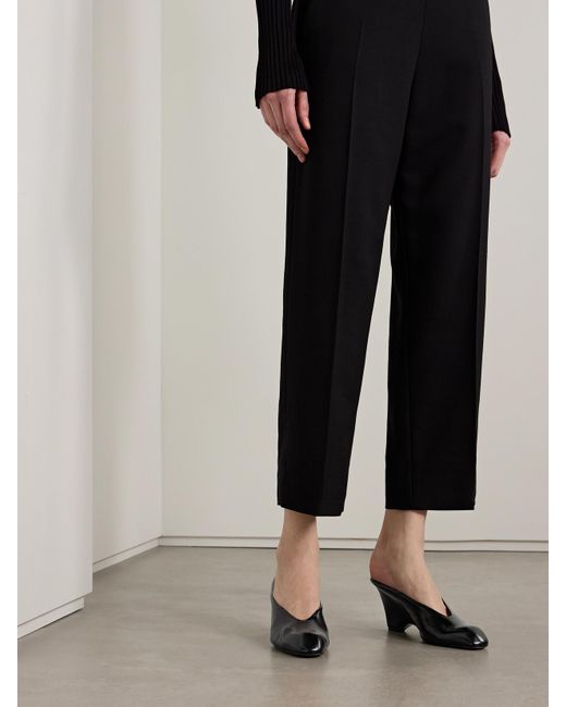 Khaite Black Colt Leather Mules