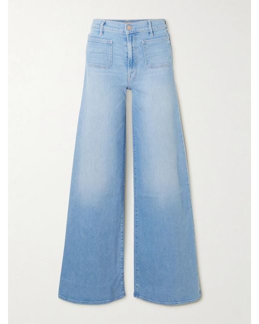 Mother Blue The Patch Pocket Undercover Sneak High-Rise Wide-Leg Jeans
