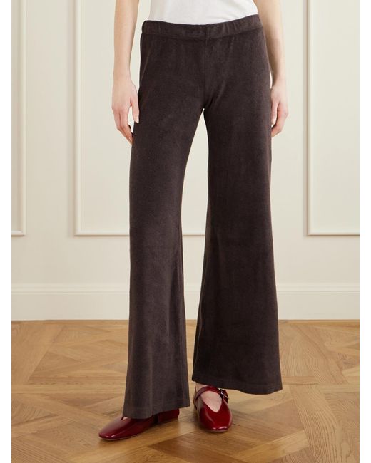 Suzie Kondi Brown Lito Cotton-Blend Terry Wide-Leg Pants