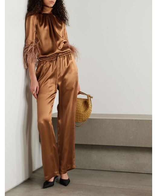 Dolce & Gabbana Brown Pyjama-Hose Mit Geradem Bein Aus Seidensatin
