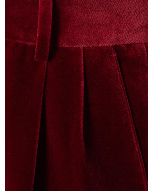 Blazé Milano Red Fox Pleated Cotton-Velvet Straight-Leg Pants