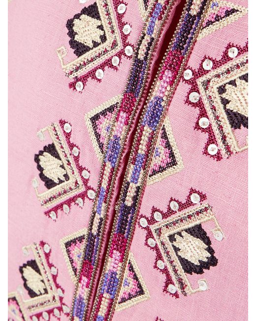 Isabel Marant Pink Zaori Cropped Embellished Embroidered Silk-Gauze Vest