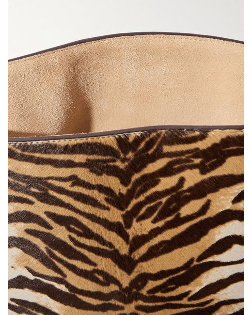 Alaïa White Hip Small Leather-Trimmed Tiger-Print Calf Hair Tote