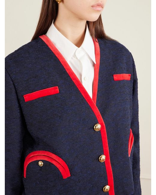 Blazé Milano Blue Riviera Cotton-Blend Tweed Jacket