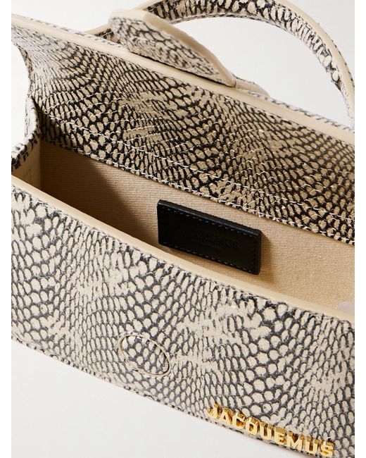 Jacquemus Natural The Bambino Schultertasche Aus Leder Mit Schlangeneffekt